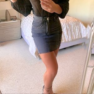 Black Jean Skirt Studs Stretchy 0016